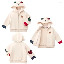 Jackets Kids Hoodie Cartoon Bear Letter Coat Outerwear Outerwears Baby Clothes Boys Jacket Korean Children Coats Roupa