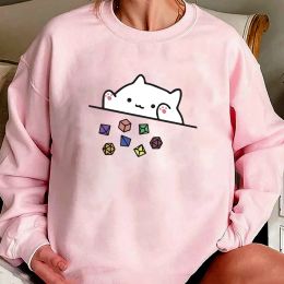 Funny D&D Sweatshirt Cat Throwing Dice Hoodie Tabletop RPG Game Jumper Cute Cat Pullover Unisex DnD Crewneck Sweatshirts