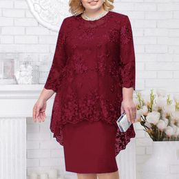 Casual Dresses Summer Lace Embroidery Dress For Women Patchwork Half Sleeve Evening Party Vestidos Elegant Slim Pencil Shawl