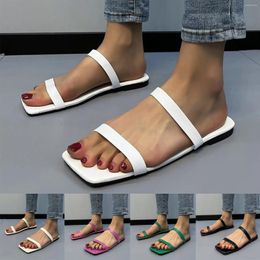 Slippers Women Summer Breathable Fashion Colourful Portable Flat Casual Open Toe Square Head Beach Cool Outing