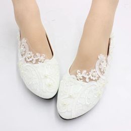 Casual Shoes 2024 Lace Fashion Women's White Flower Wedding Flat Heels Elegant Sweet Party BH2203-1