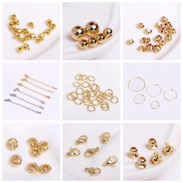 18K Real Gold Plated Round Spacer Beads For Jewellery Making,Smooth Loose Beads For Making Bracelets DIY Accessories Wholesale