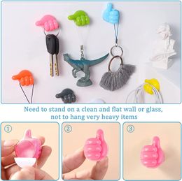10/5Pcs Silicone Thumb Hooks Self-Adhesive Thumb Wall Hooks Key Hanger Hook Home Cable Clips Wire Desk Organizer Storage