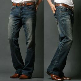 Jeans Men Men's Flared Jeans Boot Cut Leg Flared Loose Fit High Waist Male Designer Classic Denim Jeans Size 28-36 38