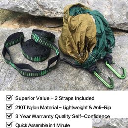 Hammocks Solid Color Hammock For Cam Survival Travel With Tree Straps Carabiners Outdoor Furniture Drop Delivery Home Garden Ottwn