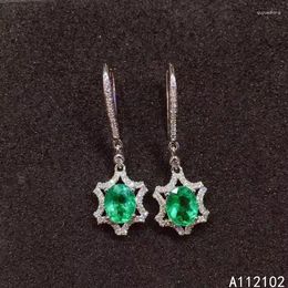 Dangle Earrings KJJEAXCMY Fine Jewelry 925 Sterling Silver Inlaid Natural Emerald Noble Girl Year Eardrop Christmas Birthday Gift