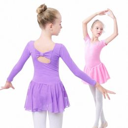 ballet Dr Lg/Short Sleeve Ballet Leotard Girls Kids Cott Dancewear Training Dr Chiff Skirted Leotard Party Costumes v88T#