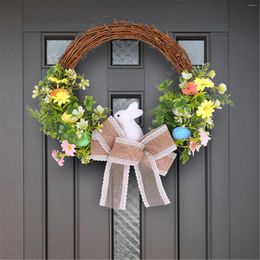 Decorative Flowers Mansion Wreath Wicker Easter Door Wreaths For Front Decoration Handmade Green Leaves Spring