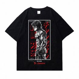 grr Baki kyokudai taikai Graphic Print T Shirt Harajuku Vintage Short Sleeve Plus Size Cott Crew Neck T Shirt Women Men C5Za#