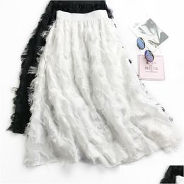 Skirts Chiffon Tassel Feather Bust Skirt Of Tall Waist Han Edition Female Long Posed The A - Line Drop Delivery Apparel Women'S Cloth Otrd0