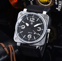 2024 New mens high quality BR Model Sport Rubber Strap Quartz Bell Luxury Multifunction Watch Business Stainless Steel Man Ross Square Wristwatch 996
