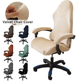 Chair Covers Velvet Elastic Soft Gaming Computer Removable Pure Colour Armchair Seat Slipcovers For Office Room Cover