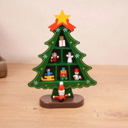 Christmas Tree Decorations Creative with Compartments 3D Lightweight Wooden for Desktop Tabletop Fireplaces Xmas Kids