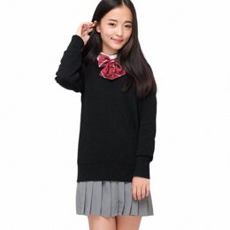 japanese Shcool Uniform for Girls and Boys, Knitted V-neck Pullover, Lg Sleeve Sweater, Cosplay Costumes, Autumn, 8 Colours n1YT#