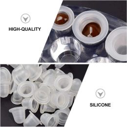 100/500/1000pcs Disposable Tattoo Ink Cup Small Large Size Silicone Permanent Tattoo Makeup Eyebrow Pigment Container Cap Supply