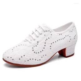 Dance Shoes Oyidance White Black Lace Material Adult Female Modern Jazz Ballroom Dancing Outdoor Square Lady Marine