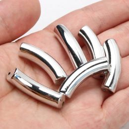 34x11/33x8mm 10Pcs/lot Silver Colour Bent Pipe Bead Curved Tube Acrylic Beads For Jewellery Making DIY Bracelet Pendant Accessories