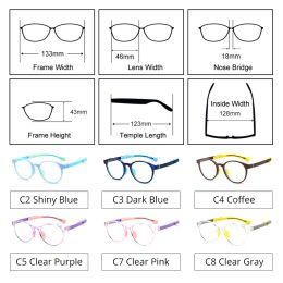 Flexible TR90 Kids Eyeglass Frames For Boys Girl Round Anti Blue Light Eye Glasses Child Spectacle 0 Diopter Optic Prescription