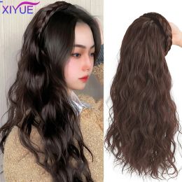 Wigs Wigs XIYUE Synthetic Long Lolita twistdrill Half Headband Wig With Hair Band Fluffy Clip in Hair Seamless Straight Curly