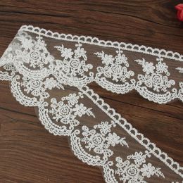 4Yards/Lot 7cm Width Embroidery Mesh Milk Silk Flower Lace Fabric DIY Skirt Clothing Curtain Sewing Accessories