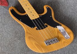 Yellow 4 Strings Precision Bass Guitar with Alder BodyBlack PickguardOffer Customized guitars guitarra2920100