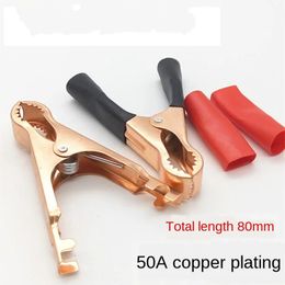 new 2024 50A Copper-Plated Crocodile Clip Toothed Battery Clip Charging Clip Power Cord Clip Safety Test Clip Length 80mmfor 80mm crocodile