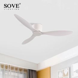 SOVE Ceiling Fan White Low Floor Ultra Thin 17cm DC Ceiling Fan With Remote Control Simple Ceiling Fans Without Light 220V