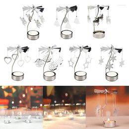 Candle Holders Delicate Rotating Holder Creative Candlestick Small Gift Metal Tealight For Christmas