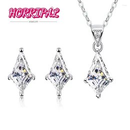 Stud Earrings HORRIPAL D VVS1 Irregular Moissanite Kite Design Diamond Jewelry Sets With GRA Certificate S925 Silver Women Necklace