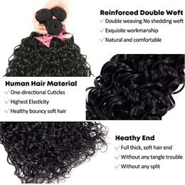 10A Peruvian Hair Bundles With Frontal Water Wave Bundles With Frontal Closure 13x4 Ear to Ear Lace Human Hair Weave Extensions