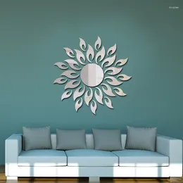 Wall Stickers Sun Mirror Sticker 3D TV Background DIY Decor Decal Art Mural Bedroom Bathroom Decoration Dropship