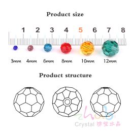 2/3/4/6/10/12/14mm 32Faceted Ball Crystal Glass Round Spacer Beads Crafts For DIY Making Wine Charms Wind Chimes Suncatchers