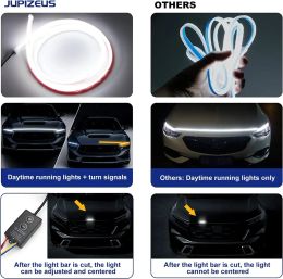 LED Car Daytime Running Light Strip Start Scan Yellow Turn Signal Indicator Headlight Car Hood Decorative Light Universal 12V