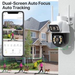 Outdoor PTZ Camera 8MP 4K HD Dual Lens Dual Screen IP Camera Wifi Auto Tracking Video Surveillance Camera Security Protection