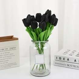 Decorative Flowers 10 Pcs Artificial Flower Black Tulip Bride Home Decor Simulation Tulips Bouquet