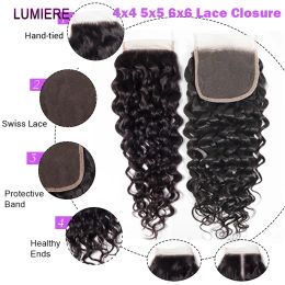 8"-40" Water Wave Bundles With Closure Frontal Brazilian Hair Weave 3/4 Bundles With Closure 5X5 6x6 HD Lace Closure With Bundle