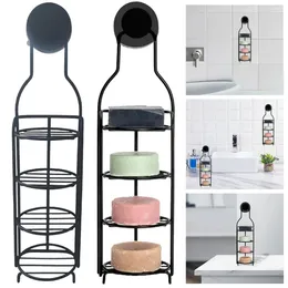 Portaoggetti da cucina Supporto per barra per shampoo a 4 strati con ventosa Portasapone a parete senza foratura Portapiatti antiruggine per la doccia