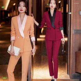 Women's Two Piece Pants High-End Suit Female 2024 Fall Winter Fashion Temperament Style Host Business Clothing Overalls