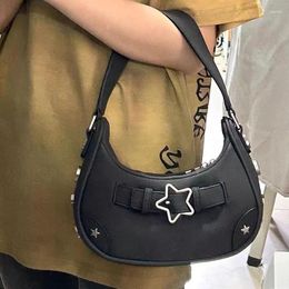 Evening Bags PU Leather Ladies Small Underarm Bag Y2K Girls Clutch Purse Handbags Armpit Fashion Star Women's Hobos Shoulder