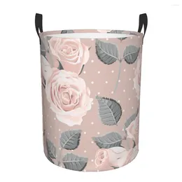 Laundry Bags Basket Vintage Roses And Leaves Cloth Folding Dirty Clothes Toys Storage Bucket Household