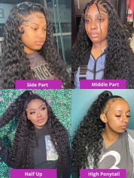 Transparent 13x4 13x6 360 HD Water Wave Lace Front Wigs Curly Human Hair Wigs Deep Wave Lace Frontal Wigs For Women Pre Plucked