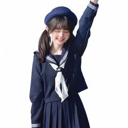 navy Sailor Outfit Japanese Style School Uniform Skirt Girls JK Uniforms Student Sailor Dr Korean Student Seifuku COS Costume s8qT#