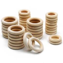 Unfinished Solid Natural Wooden Teething Ring Wood Lead-Free Beads For Ornaments Connectors Jewellery Making Macrame DIY Wood Hoop