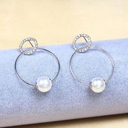 Dangle Earrings LADYCHIC Trendy Big Circle Smooth Drop Gold Silver Colour Cubic Zircon Pearl Statement Earring Gift LE1399