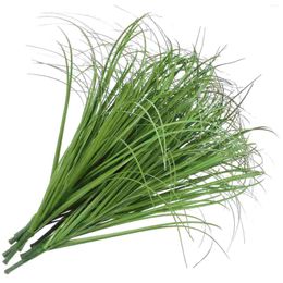 Decorative Flowers 12 Pcs Artificial Green Stem Fake Indoor Plants Lifelike Grass Decorations