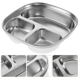 Bowls Compartment Plate Stainless Steel Baby Tray Dinner Household Tableware Snack Kids Kitchen Supply Fruit Dish