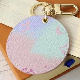 Limited Edition Colour Letter Key Wallet Watercolour Rendering Gradient Round Key Chain Designer Women Gold Metal Bag Keychain Pendant To Ihxe