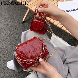 Shoulder Bags Vintage Super Mini Stone Pattern Handbags Acrylic Chain Women Crossbody Female Ins Crocodile Coin Lipstick Purses