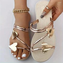 Dress Shoes Women's Fashion Flip Flops Open-toe Non-slip Sandals Wear Heart Flat C1187