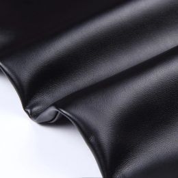 Men's Leather Pants Straight Fit Elastic PU Leather Trousers Motorcycle Pants Thin